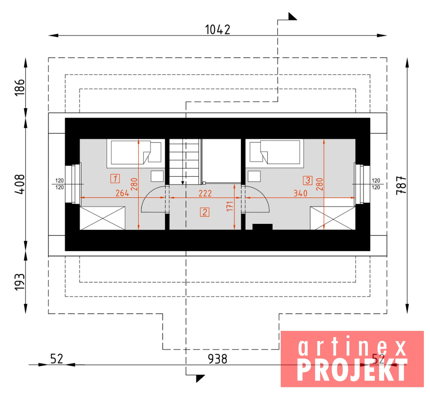 Rzut: poddasze, D67 Paulinka I