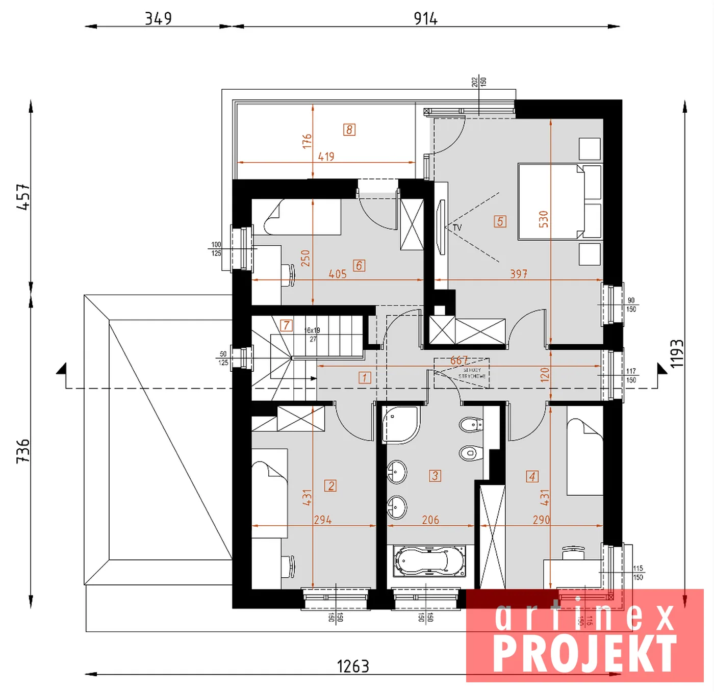 Rzut: piętro, D118A
