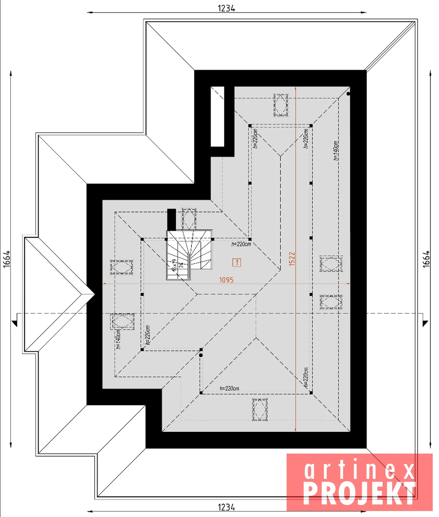 Rzut: poddasze, D204B