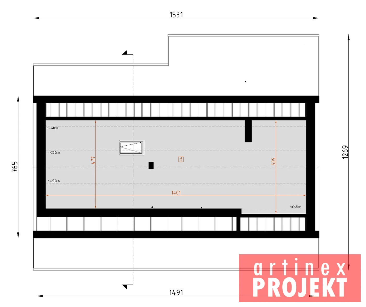Rzut: poddasze, D49 Maurycy z garażem