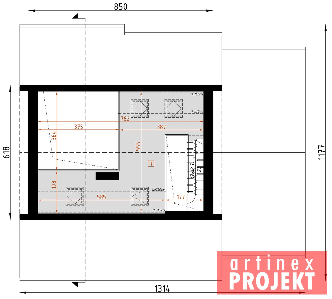 Rzut: poddasze, D288