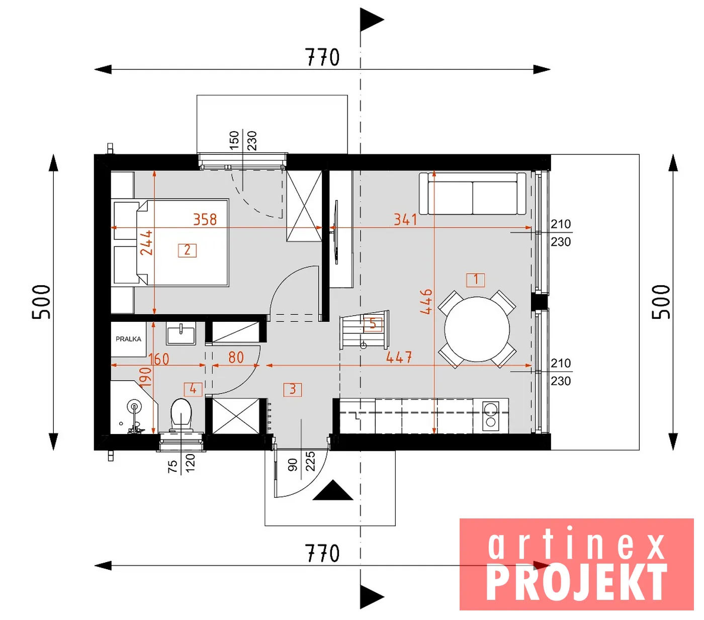 Rzut: parter, DM12 wersja drewniana