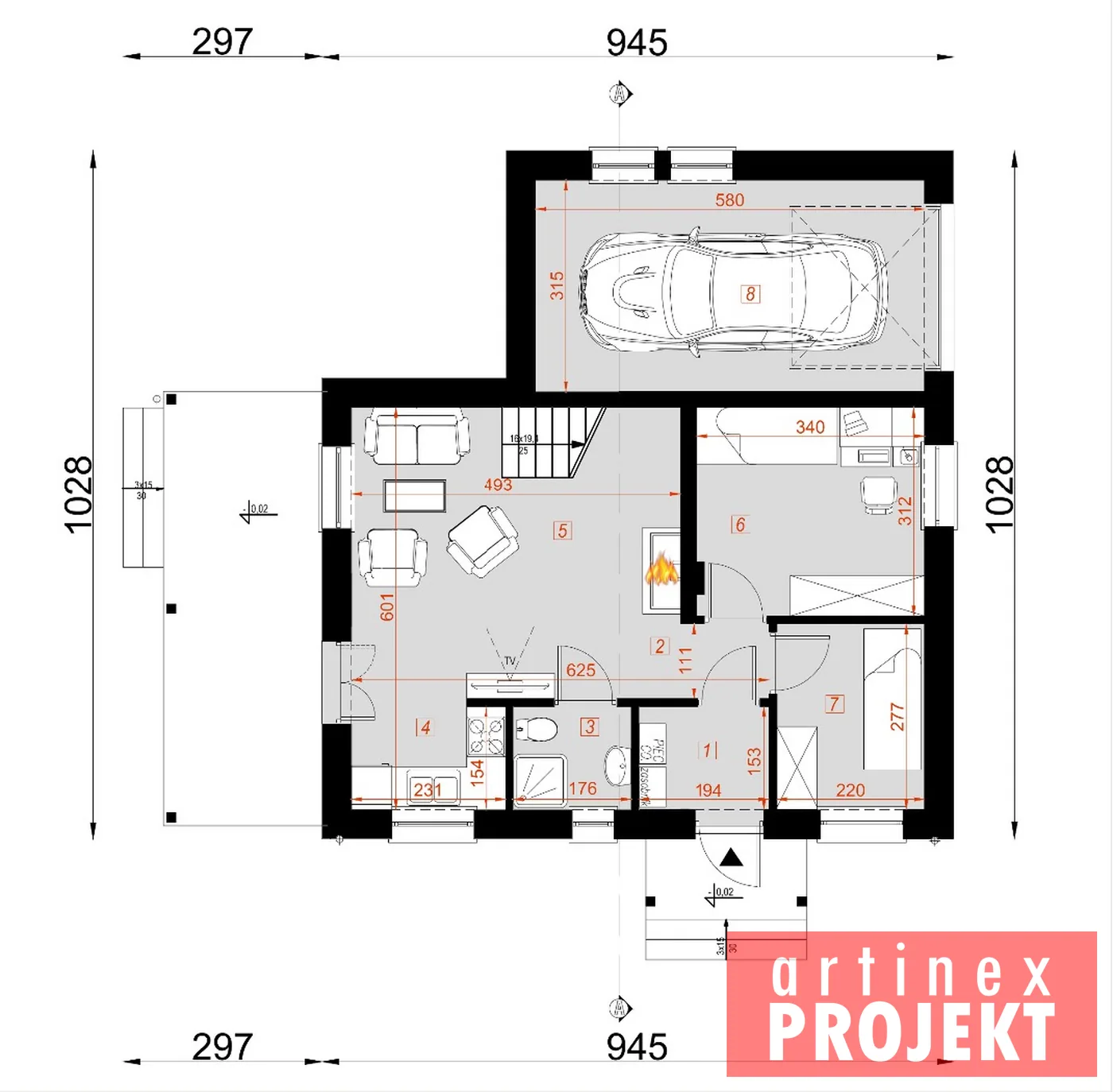 Rzut: parter, D54 Olaf